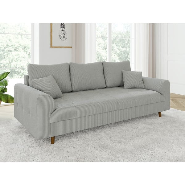 Šviesiai pilkos spalvos iš kordinio velveto sofa 210 cm Ariella – Ropez-image-3