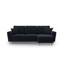 Tamsiai mėlynos spalvos iš velveto sulankstoma/su sandėliavimo vieta kampinė sofa Kyoto – Cosmopolitan Design