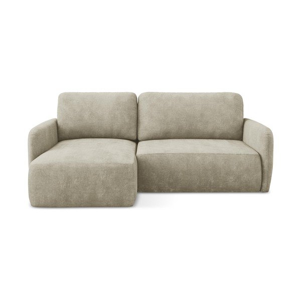 Smėlio spalvos iš šenilinio audinio sulankstoma/su sandėliavimo vieta kampinė sofa (su kairiuoju kampu/su gultu) Lilo – Makamii