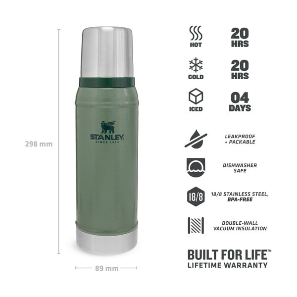 Žalios spalvos iš nerūdijančio plieno termosas 750 ml Legendary Classic Hammer Tone Green – Stanley-image-4