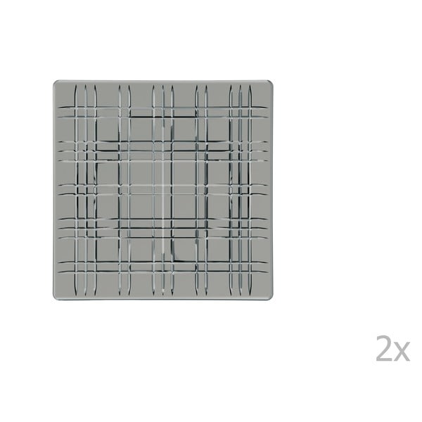 2 pilkos spalvos krištolinis lėkščių rinkinys Nachtmann Square Platter Smoke, 21 x 21 cm