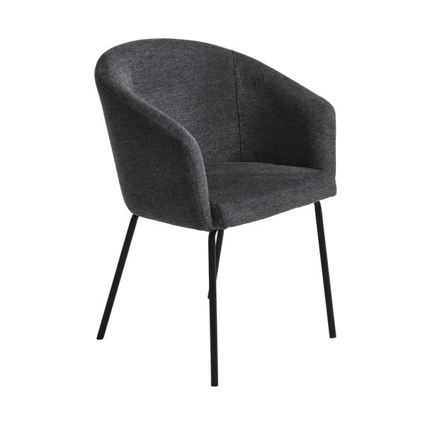 Tamsiai pilkos spalvos iš audinio valgomojo kėdė su porankiais Easton – Unique Furniture