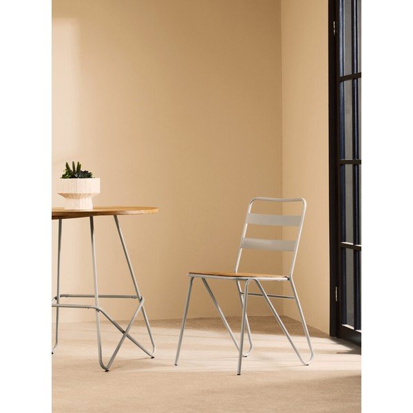 Pilkos spalvos/natūralios spalvos iš guobos masyvo valgomojo kėdė District – Premier Housewares-image-3