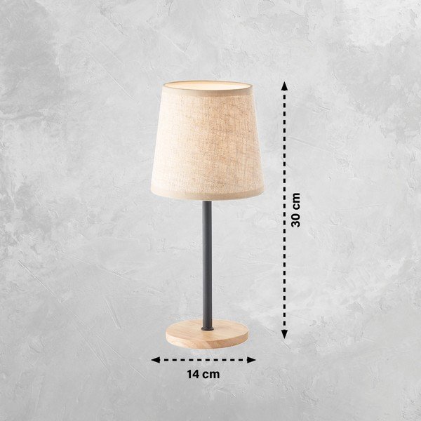 Stalinis šviestuvas juodos spalvos/natūralios spalvos (aukštis 30 cm) su tekstiliniu gaubtu Eve – Fischer & Honsel-image-1