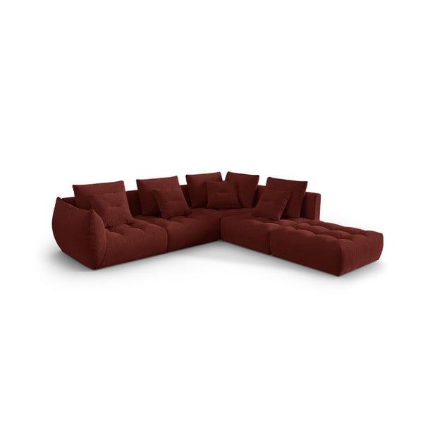 Kampinė sofa raudonos spalvos (su dešiniuoju kampu/„L“ formos) Bloom – Micadoni Home-image-2