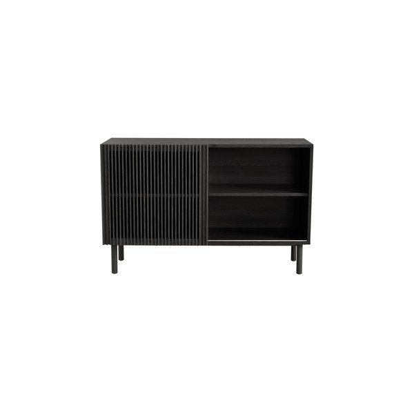Juodos spalvos spintelė iš uosio su stumdomomis durimis 124x80x45 cm Sion – Jotex-image-4