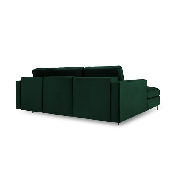 Žalia aksominė kampinė sofa-lova Milo Casa Santo, kampas kairėje-image-4