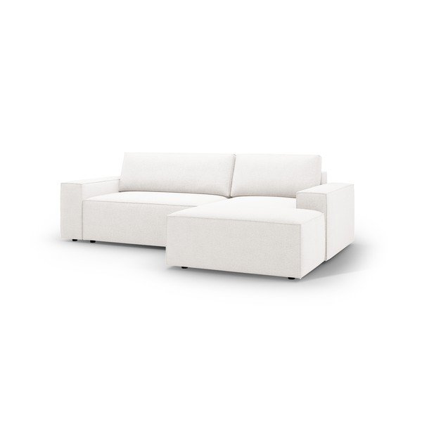Iš boucle sulankstoma kampinė sofa baltos spalvos (su dešiniuoju kampu) Jodie – Micadoni Home-image-2