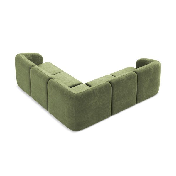 Žalios spalvos kampinė sofa iš šenilinio audinio Lani – Makamii-image-3