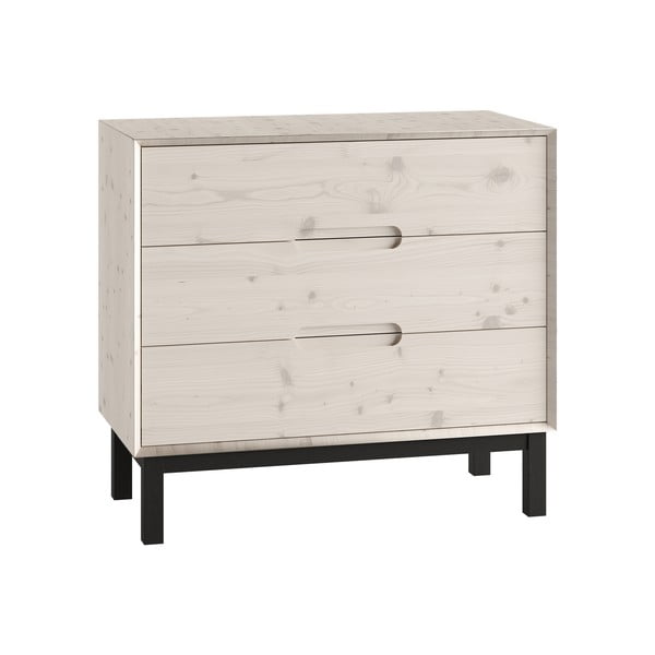 Iš pušies masyvo žema vaikiška šoninė spintelė baltos spalvos 100x91 cm Country – Pinio-image-2