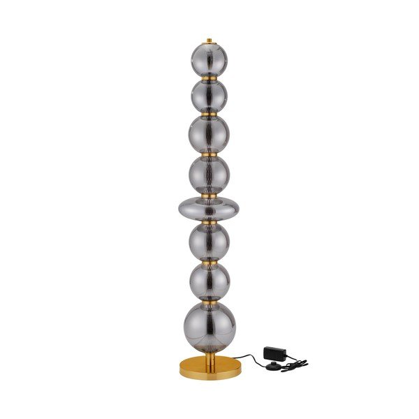 Pilkos spalvos iš metalo pastatomas šviestuvas LED su pritemdymo funkcija (aukštis 140 cm) su stiklo gaubtu Navi – Nova Luce