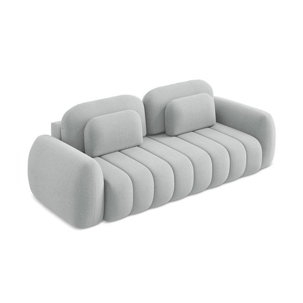 Šviesiai pilkos spalvos iš boucle sulankstoma/su sandėliavimo vieta sofa 266 cm Pele – Makamii-image-4