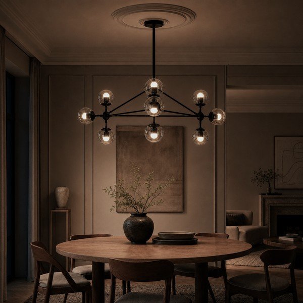 Juodos spalvos iš metalo kabantis šviestuvas su stiklo gaubtu Abira – Premier Housewares-image-1