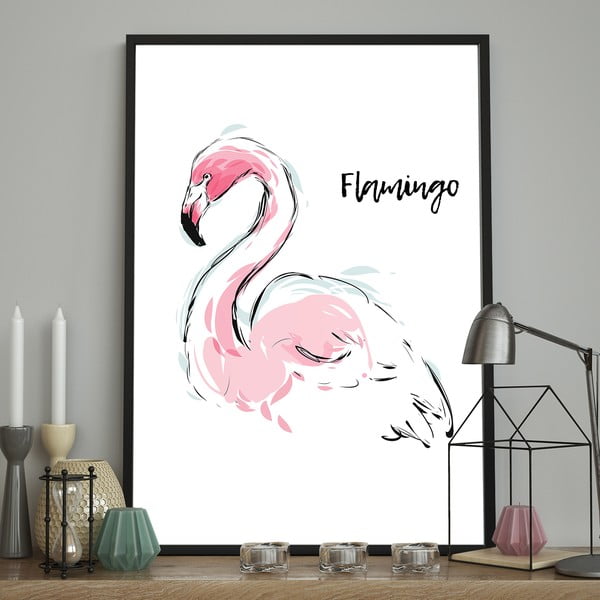Plakatas DecoKing Flamingo akvarelė, 100 x 70 cm