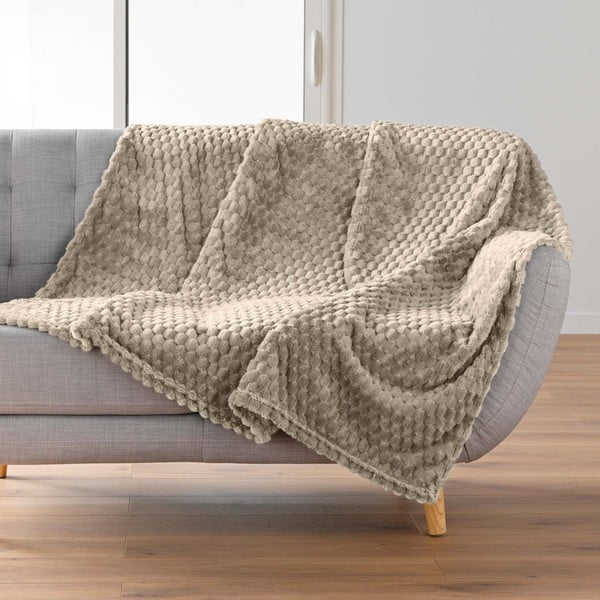 Taupe spalvos iš mikroflanelės antklodė ir pledas 125x150 cm Mini Frosty – douceur d'intérieur-image-1