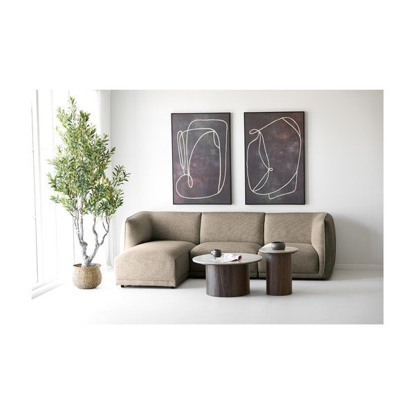 Smėlio spalvos kampinė sofa iš šenilinio audinio (su kairiuoju kampu/su gultu) Noor – House Nordic-image-1