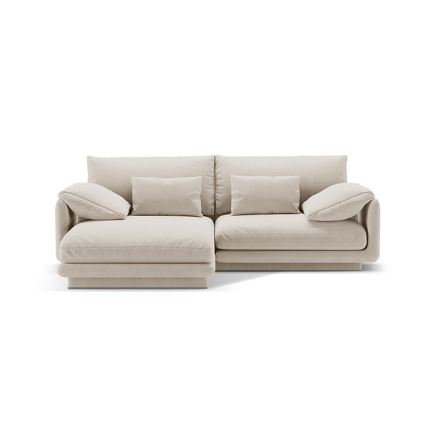 Iš velveto kampinė sofa baltos spalvos (su kairiuoju kampu/su gultu) Torino – Micadoni 
