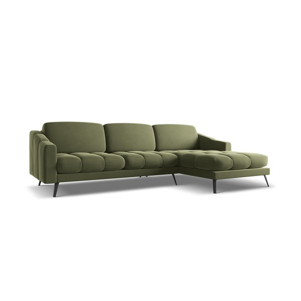 Žalios spalvos iš velveto kampinė sofa (su dešiniuoju kampu) Nalu – Makamii-image-2