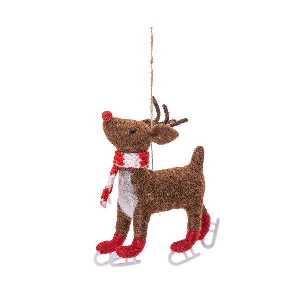 Iš tekstilės rankų darbo eglutės papuošimas 13 cm Skating Rudolph – Sass & Belle