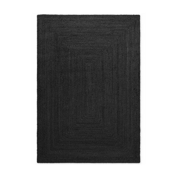 Apverčiamas/rankų darbo juodos spalvos iš džiuto kilimas 200x300 cm Juno – Hanse Home-image-4