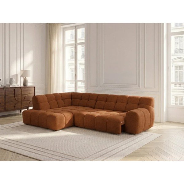 Oranžinės spalvos sulankstoma/ar elektrisko sēdekļa regulēšanu kampinė sofa (su kairiuoju kampu/„L“ formos) Andre – Bobochic Paris-image-2