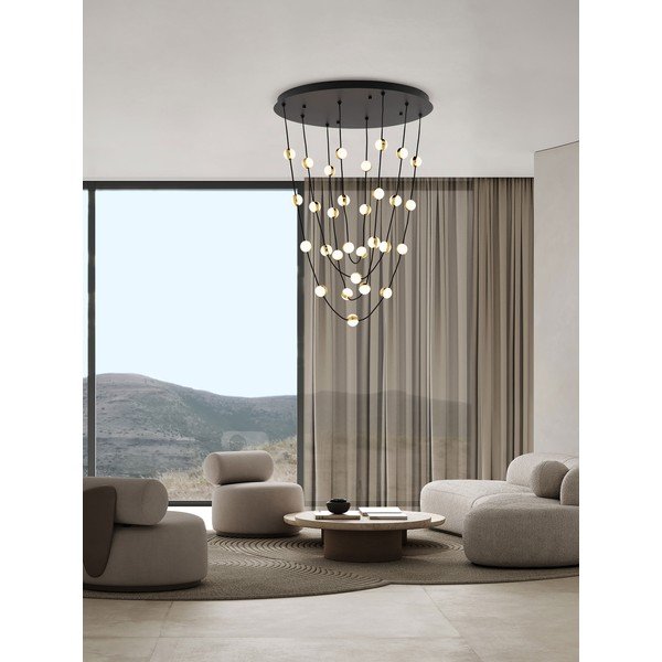 Matinės juodos spalvos iš aliuminio kabantis šviestuvas LED su pritemdymo funkcija ø 84 cm su gaubtu iš akrilo stiklo Alcinoe – Nova Luce-image-1