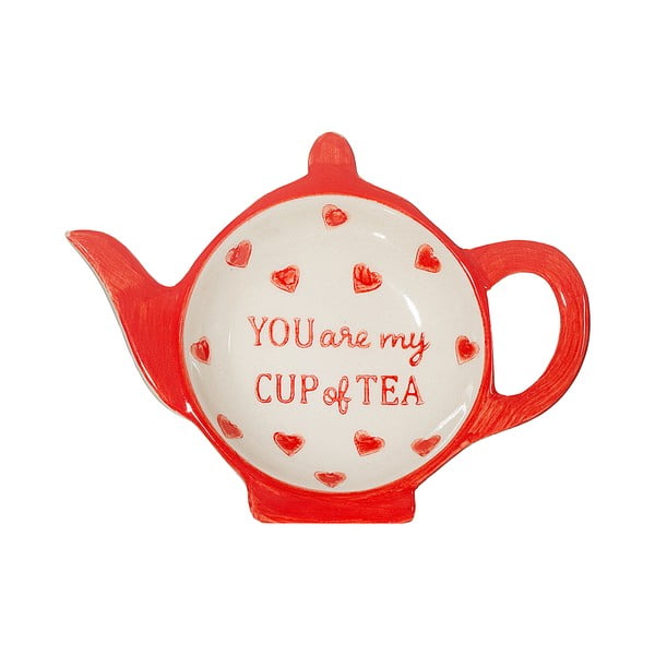 Iš keramikos padėklas arbatos maišeliams raudonos spalvos/baltos spalvos You are My Cup of Tea – Sass & Belle