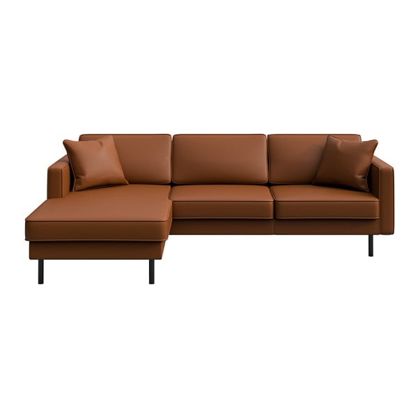 Kampinė sofa konjako rudos spalvos iš odos (su kairiuoju kampu) Kobo – MESONICA
