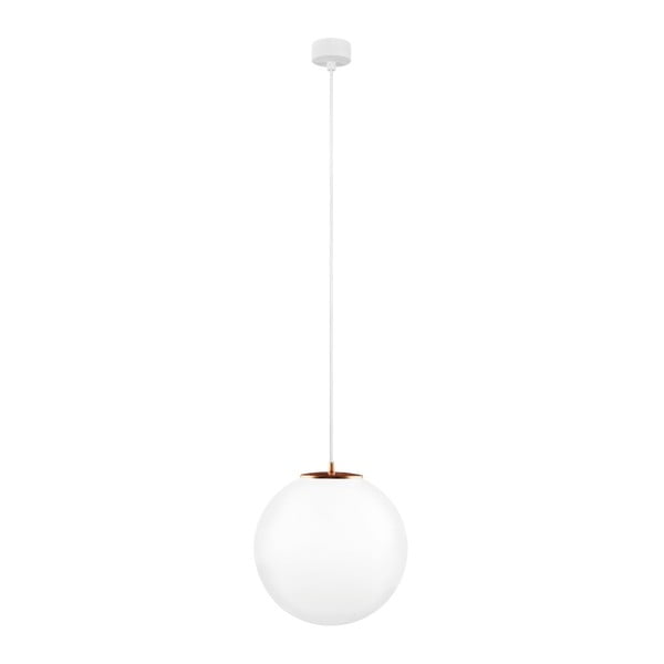 Baltas pakabinamas šviestuvas su baltu kabeliu ir vario spalvos detalėmis "Sotto Luce Tsuri", ⌀ 30 cm