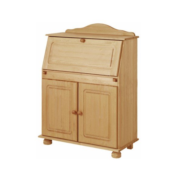 Iš pušies masyvo aukšta šoninė spintelė natūralios spalvos su spintele stalui 107x39 cm Mette – Støraa-image-2