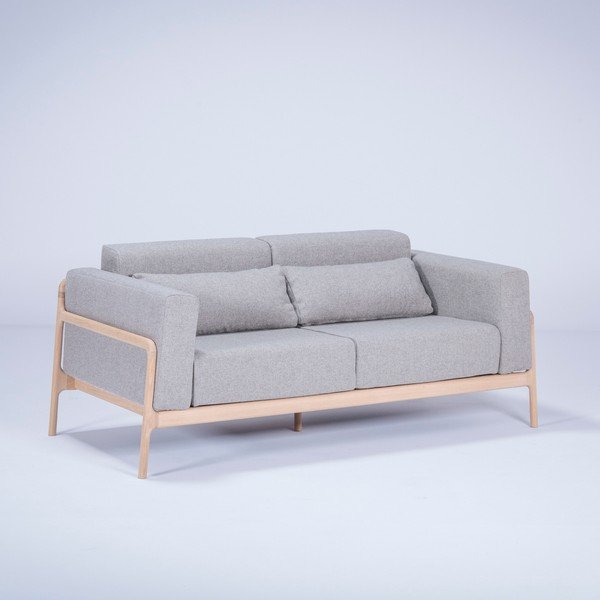 Pilkos spalvos sofa su ąžuolo masyvo konstrukcija Gazzda Fawn, 180 cm-image-1