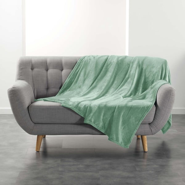 Šviesiai žalios spalvos iš mikroflanelės antklodė ir pledas 180x220 cm Flanou – douceur d'intérieur