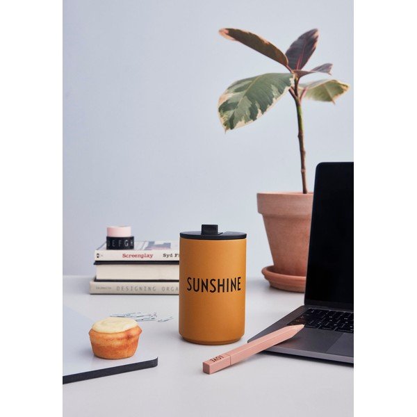 Garstyčių geltonos spalvos kelioninis termopuodelis Design Letters Sunshine, 350 ml-image-1