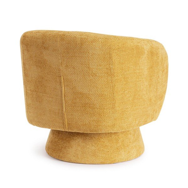 Garstyčių spalvos pasukamas krėslas iš šenilinio audinio Julienne – Bizzotto-image-4