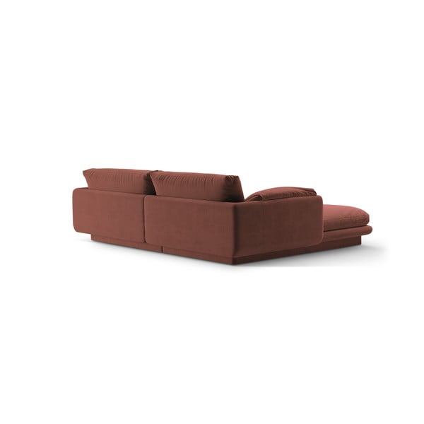 Iš velveto kampinė sofa rožinės spalvos (su dešiniuoju kampu/su gultu) Torino – Micadoni -image-3