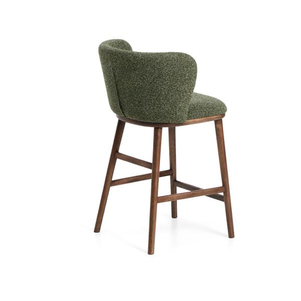 Tamsiai žalios spalvos iš audinio baro taburetė (sėdynės aukštis 65 cm) Ciselia – Kave Home-image-3