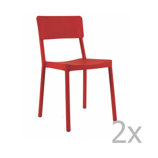 2 raudonų sodo kėdžių rinkinys Resol Lisboa