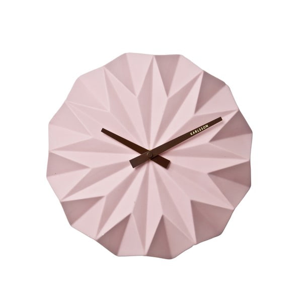 Rožinis sieninis laikrodis Karlsson Origami
