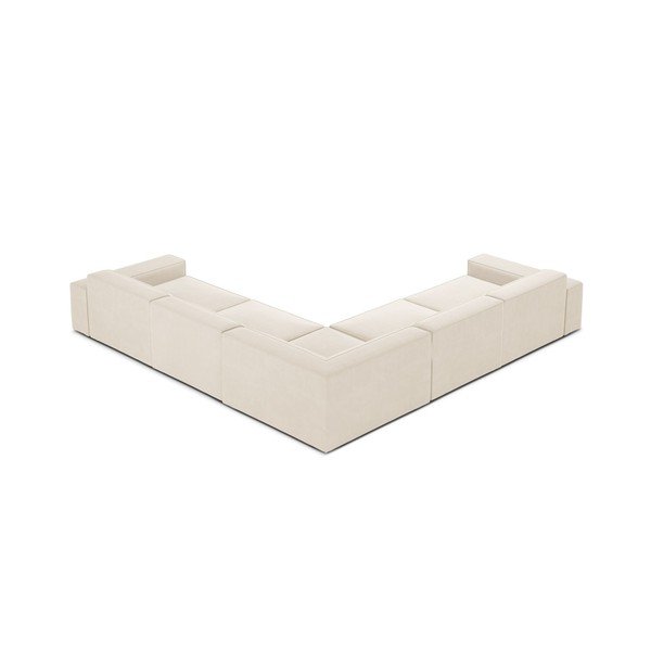 Kreminės spalvos modulinė kampinė sofa iš velveto („L“ formos) Jodie – Micadoni -image-1