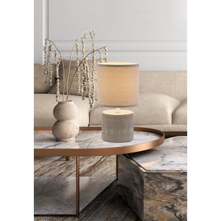 Stalinis šviestuvas pilkos spalvos (aukštis 26 cm) su tekstiliniu gaubtu Dina – Candellux Lighting