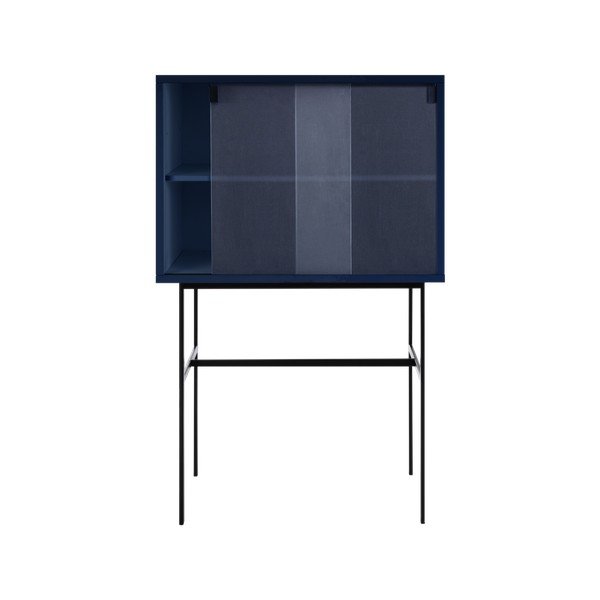 Tamsiai mėlynos spalvos vitrina su stumdomomis durimis 70x109x40 cm Lekko – noo.ma-image-3