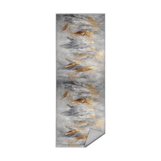 Skalbiamas kilimas pilkos spalvos/auksinės spalvos 80x200 cm Golden Feathers – Mila Home
