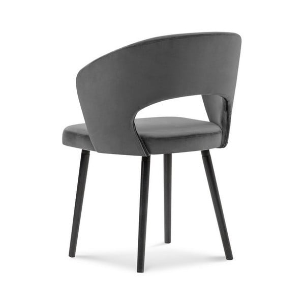 Tamsiai pilkos spalvos iš audinio valgomojo kėdė su porankiais Elpis – Windsor & Co Sofas-image-2
