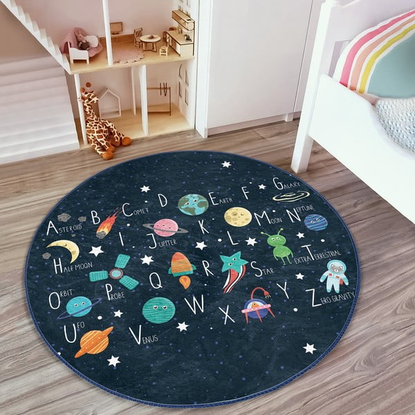 Vaikiškas kilimas tamsiai mėlynos spalvos ø 100 cm Comfort – Mila Home-image-3