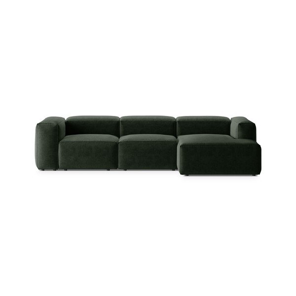 Žalios spalvos kampinė sofa (su dešiniuoju kampu/su gultu) Bergamo – Cosmopolitan Design
