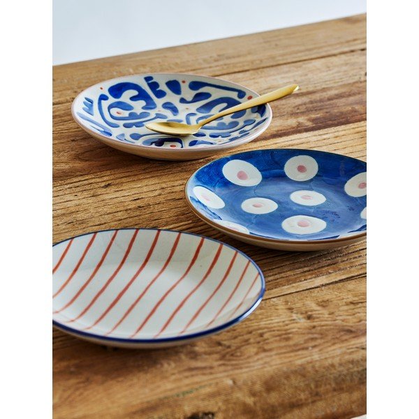 Baltos spalvos/mėlynos spalvos desertinės iš akmens masės lėkštės 3 vnt. ø 16 cm Eviaya – Bloomingville-image-1