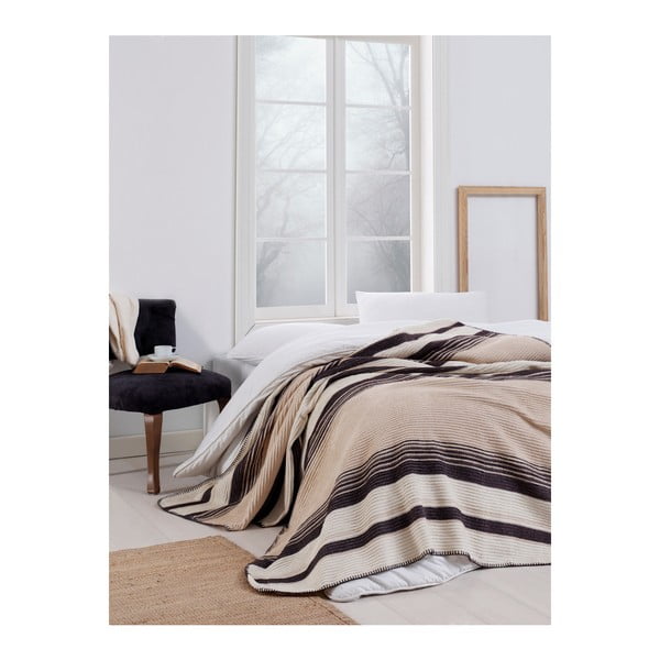 Ruda ir smėlio spalvos antklodė Puro Lessno, 180 x 220 cm