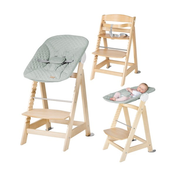 Šviesiai žalios spalvos/natūralios spalvos maitinimo kėdutė Style Born Up 2in1 – Roba