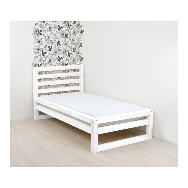 Balta medinė viengulė lova "Benlemi DeLuxe", 200 x 120 cm