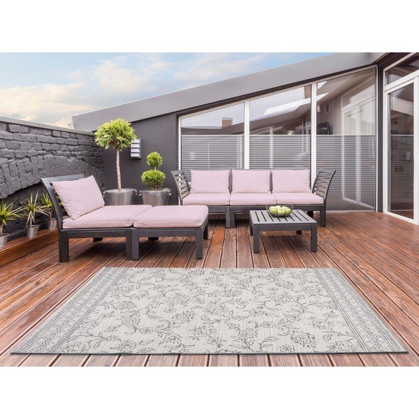 Pilkas lauko kilimas Universal Weave Floral, 155 x 230 cm-image-1